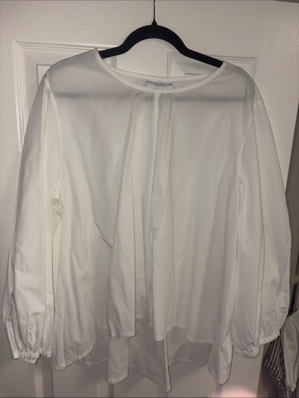 bryn Walker White Long-Sleeve Pleated Front Blouse